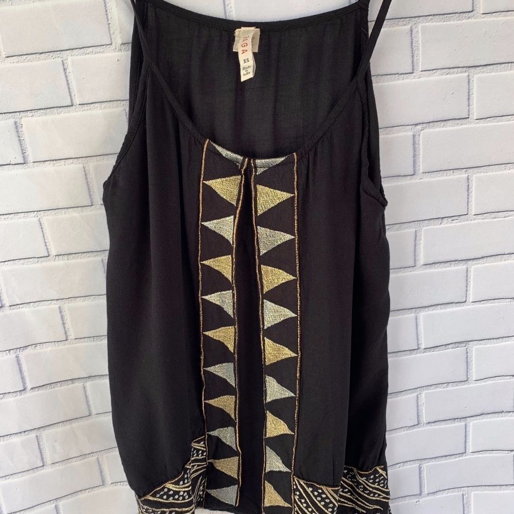RAGA Black‎ Embroidered Layered Tank Top Size